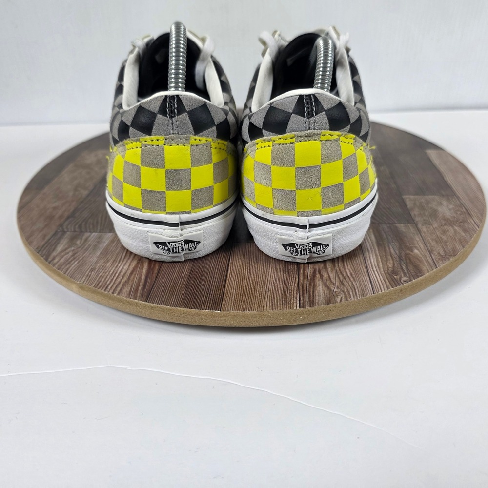 Vans Old Skool M Sz 9.5/ W 10.5 Yellow Gray Checkerboard Suede Skate Sneakers - Picture 5 of 10